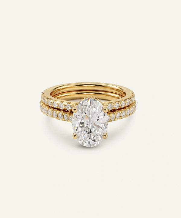 Ovani® Lab-grown Diamond Oval Hidden Halo Bridal Set