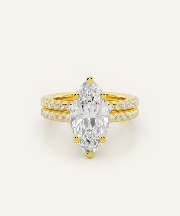 Ovani® Lab-grown Diamond Marquise Hidden Halo Bridal Set