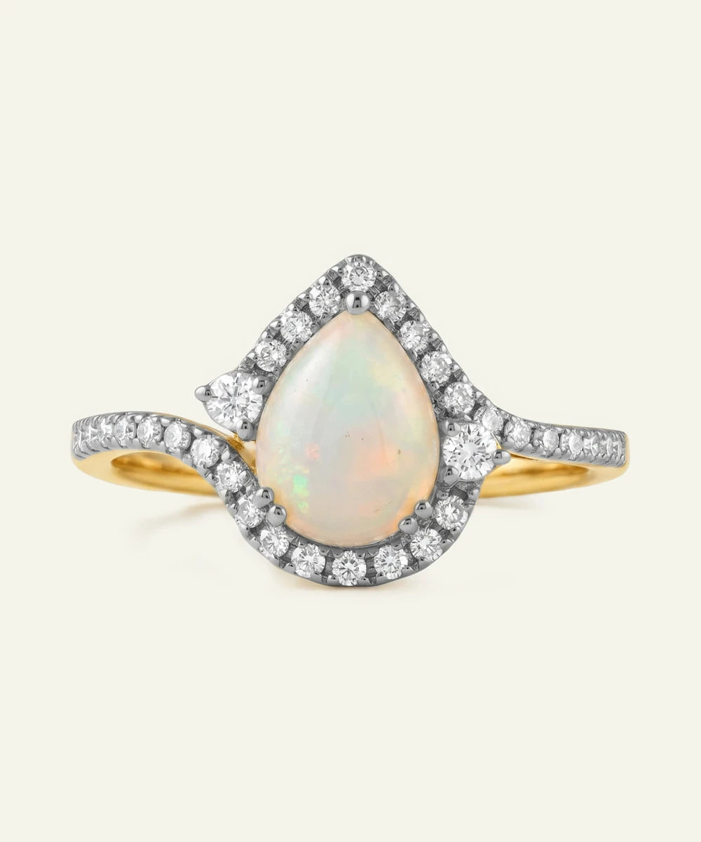 NovelloÂ® Opal & Lab-Grown Diamond Pear Halo Ring 1.53 Ct. T.W.