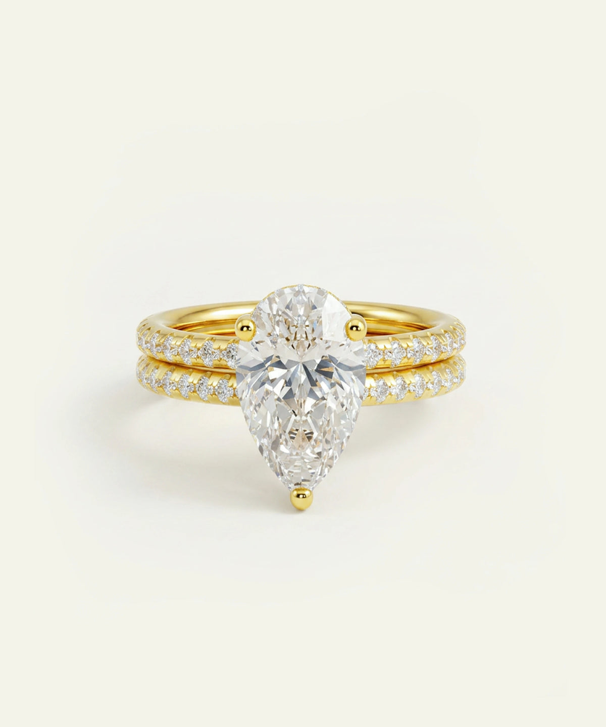 Ovani® Lab-grown Diamond Pear Hidden Halo Bridal Set
