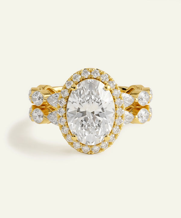 Ovani® Lab-grown Diamond Oval Halo Bridal Set