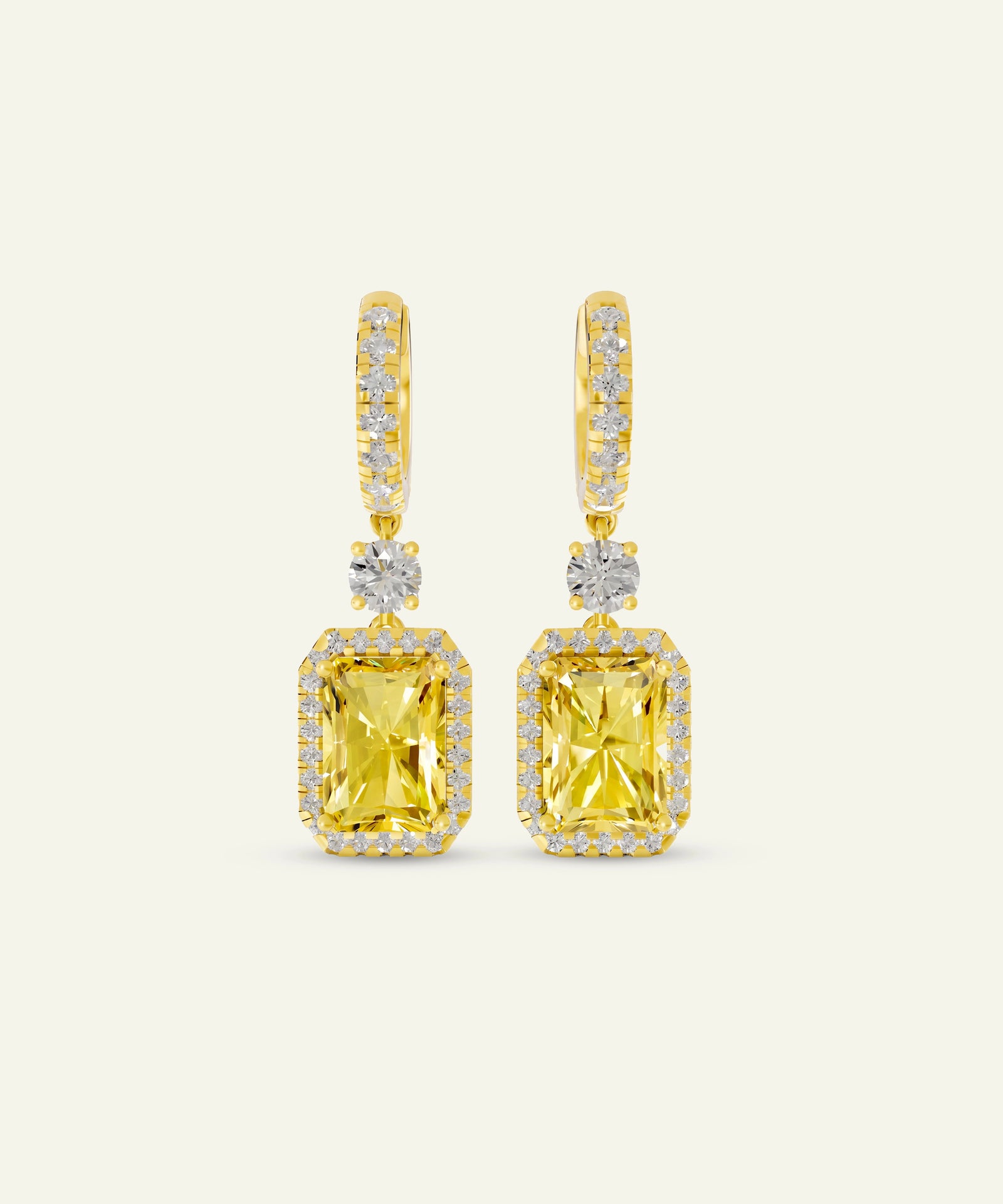 Ovani® Lab-grown  Yellow Diamond Radiant Dangling Earrings