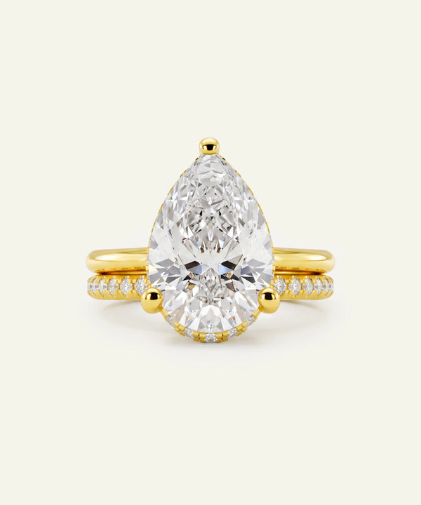 Ovani® Lab-grown Diamond Pear Hidden Halo Bridal Set
