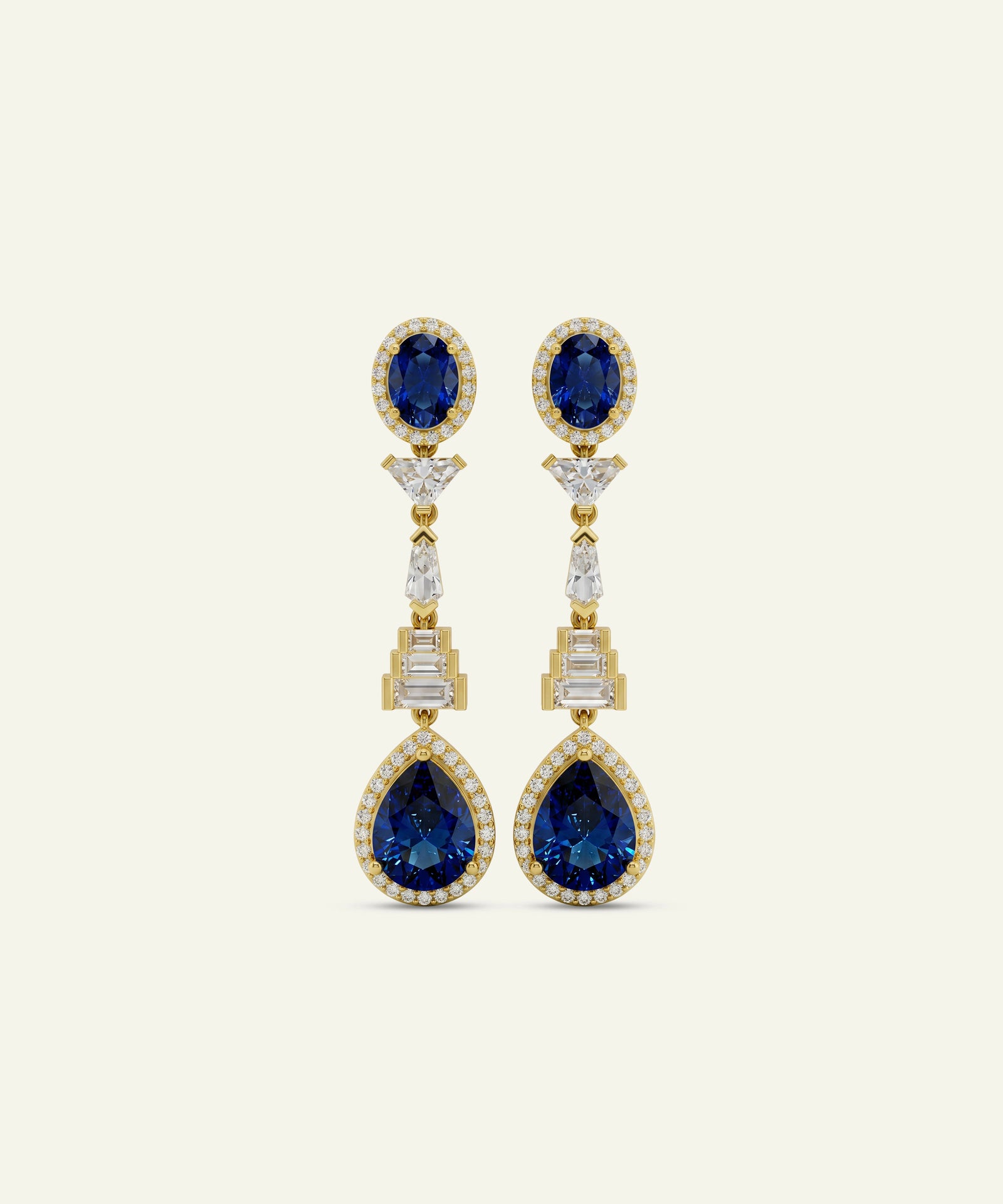 Ovani® Lab-grown Diamond & Lab-created Sapphire Dangling Earrings