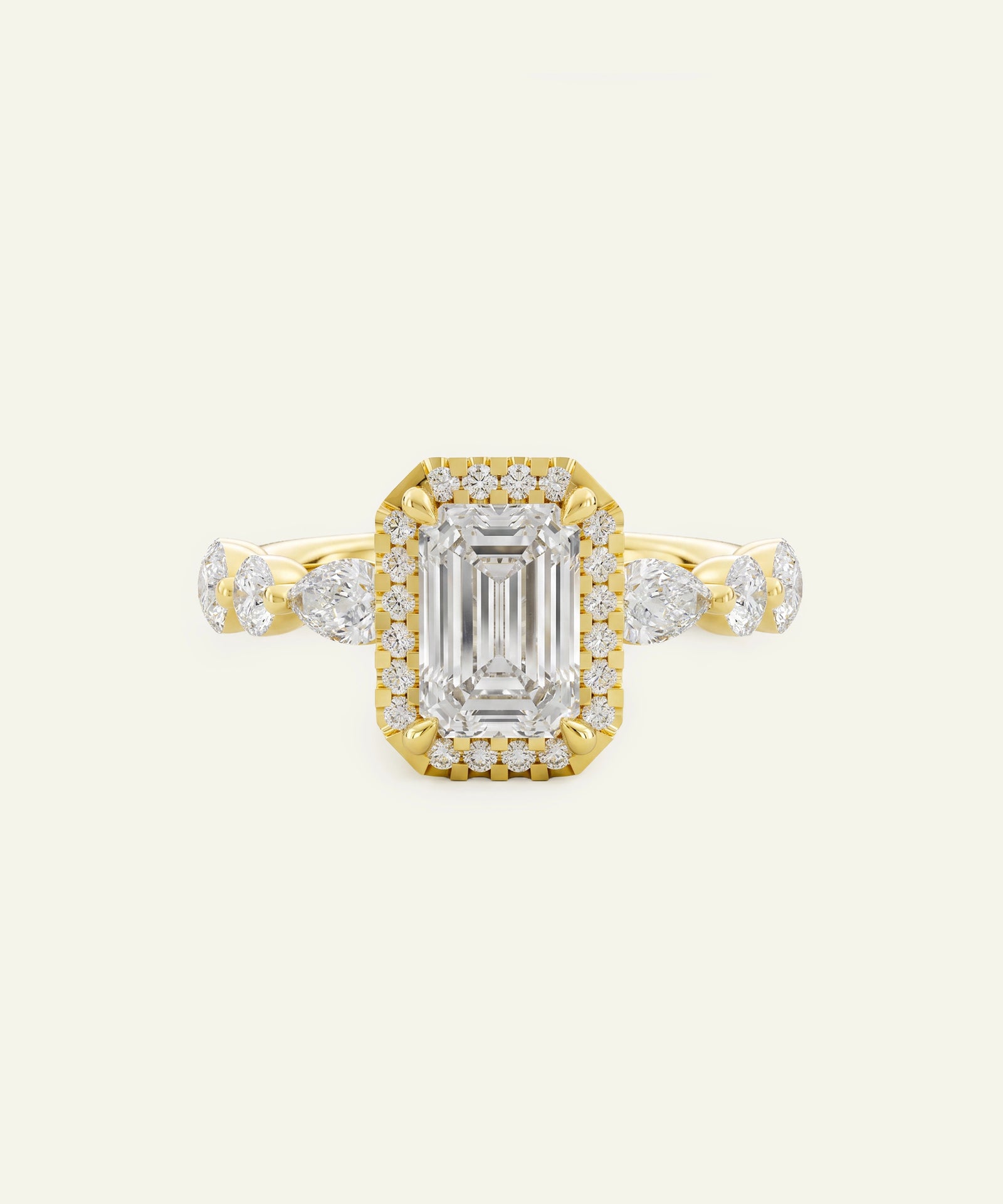 Ovani® Lab-grown Diamond Emerald Halo Engagement Ring