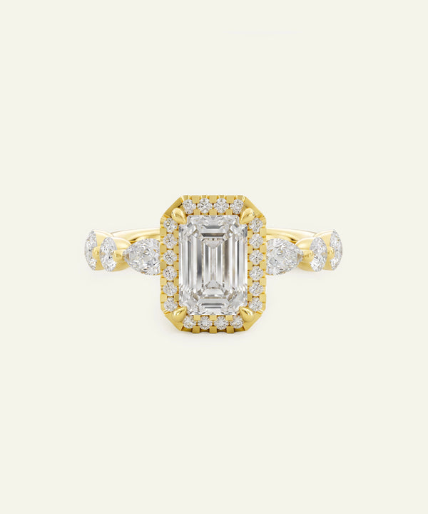 Ovani® Lab-grown Diamond Emerald Halo Engagement Ring