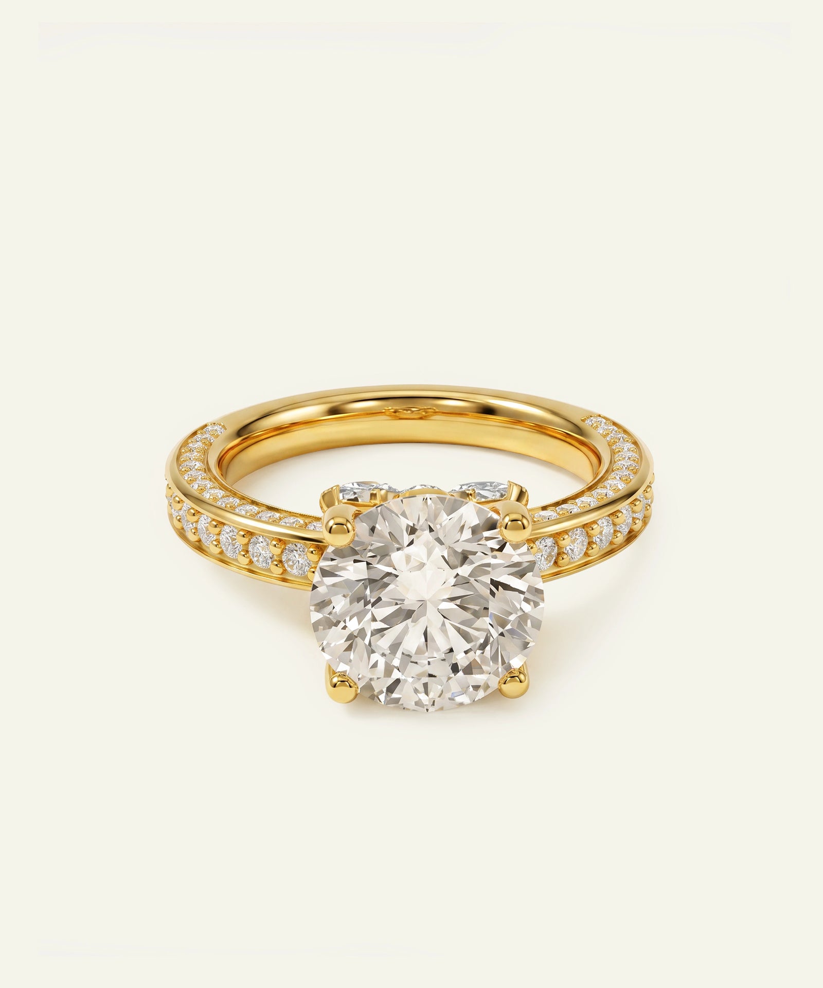 Ovani® Round Lab-grown Diamond Side-Stone Engagement Ring