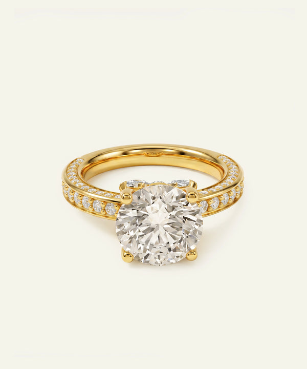 Ovani® Round Lab-grown Diamond Side-Stone Engagement Ring