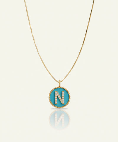 Bella by Ovani® Diamond & Blue Turquoise Letter N Initial Pendant