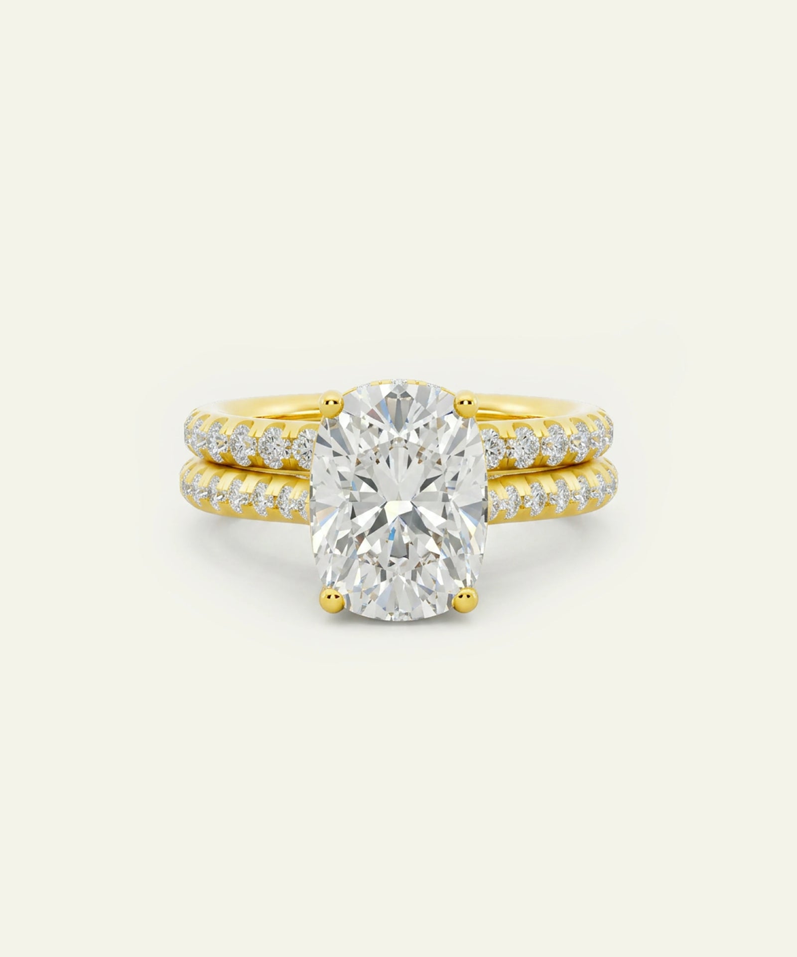 Ovani® Lab-grown Diamond Cushion Hidden Halo Bridal Set