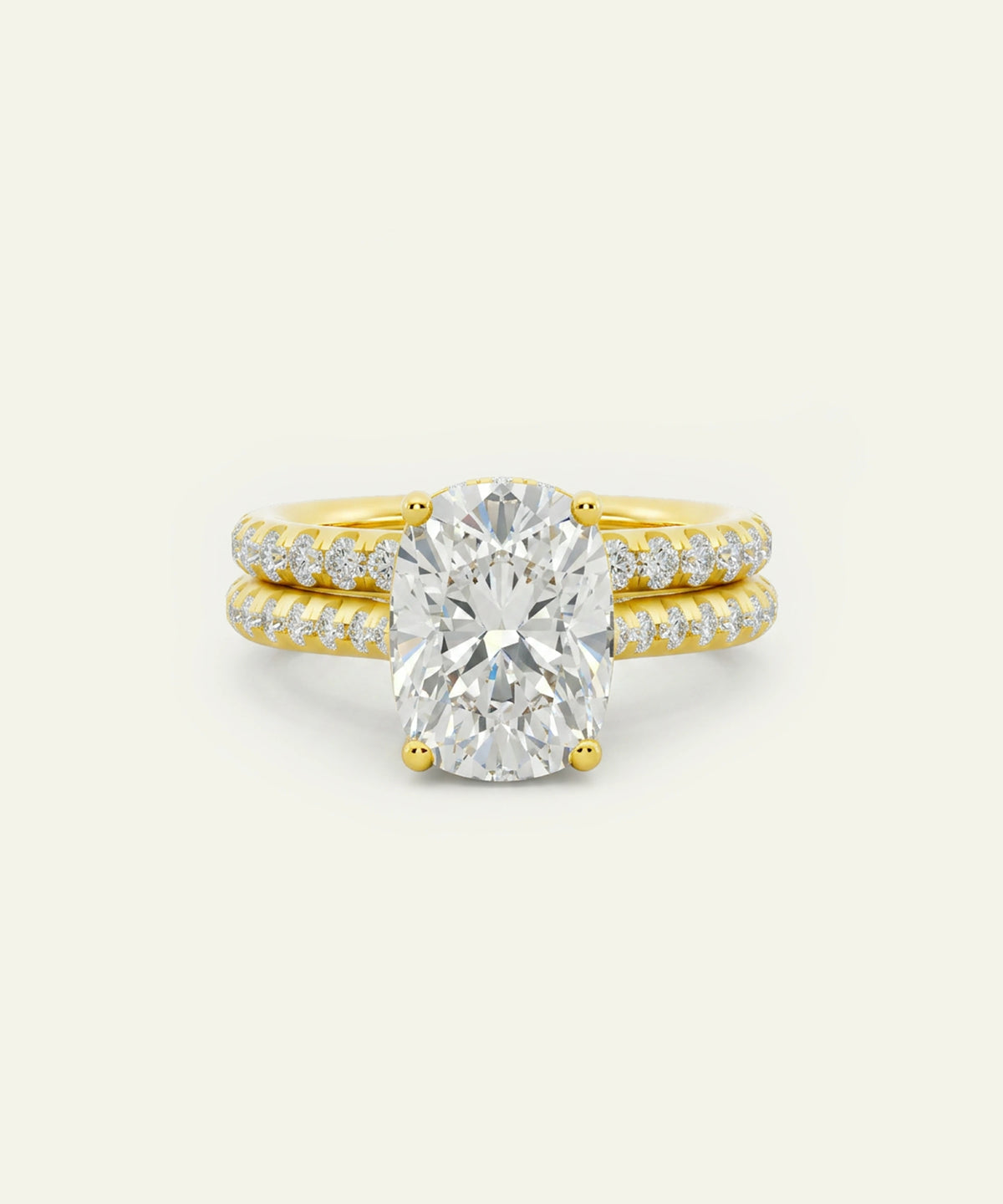 Ovani® Lab-grown Diamond Cushion Hidden Halo Bridal Set
