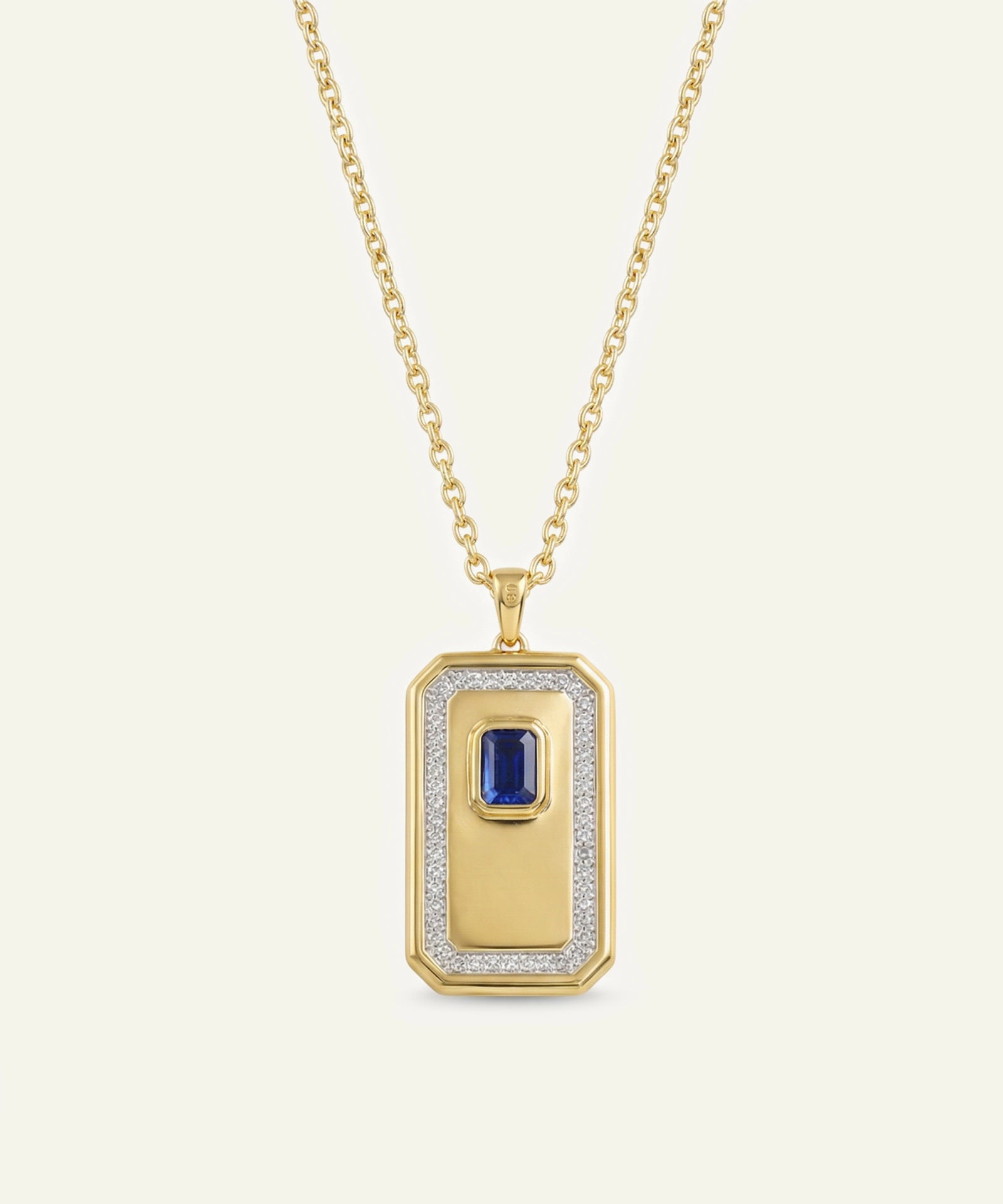 Lab-Created Sapphire & Lab-grown Diamond Dog Tag Pendant