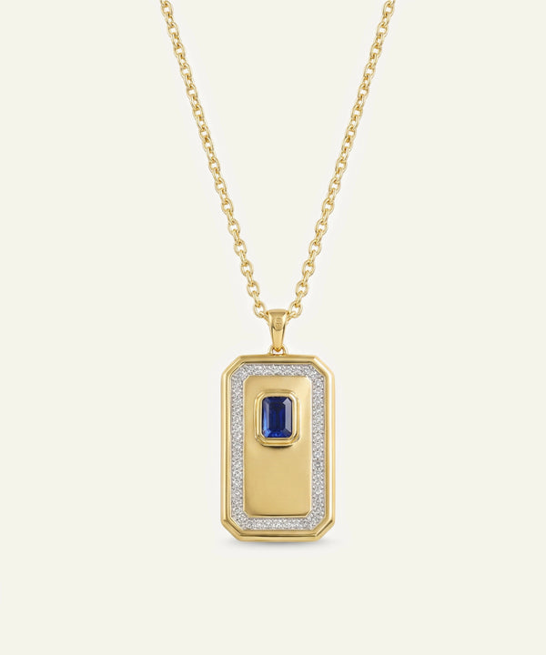 Link N Lock® Lab-Created Sapphire & Lab-grown Diamond Dog Tag Pendant