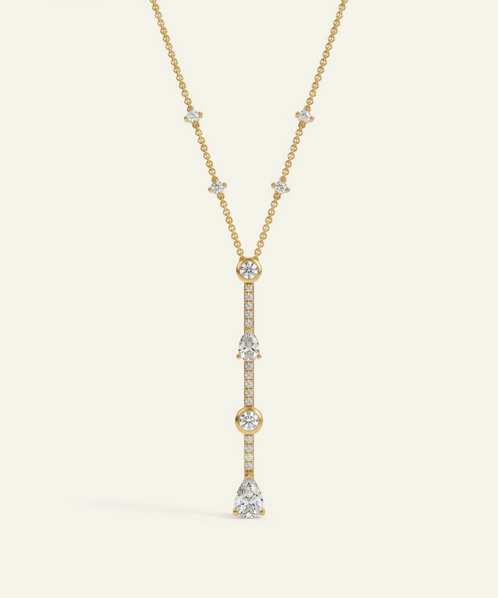 Ovani® Lab-grown Diamond Round & Pear Lariat Necklace