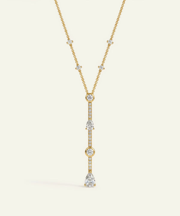 Ovani® Lab-grown Diamond Round & Pear Lariat Necklace