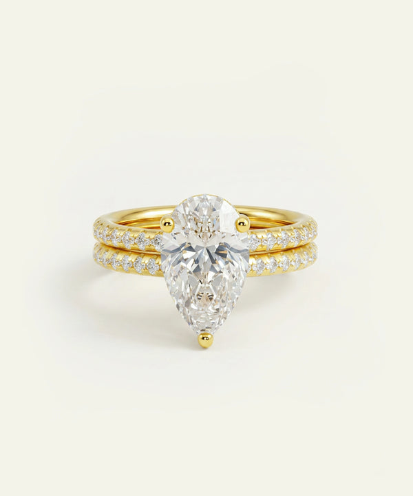 Ovani® Lab-grown Diamond Pear Hidden Halo Bridal Set