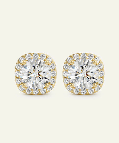 Ultimate ValueÂ® 2.5 CT round lab-grown diamond halo earrings - 10K Yellow Gold