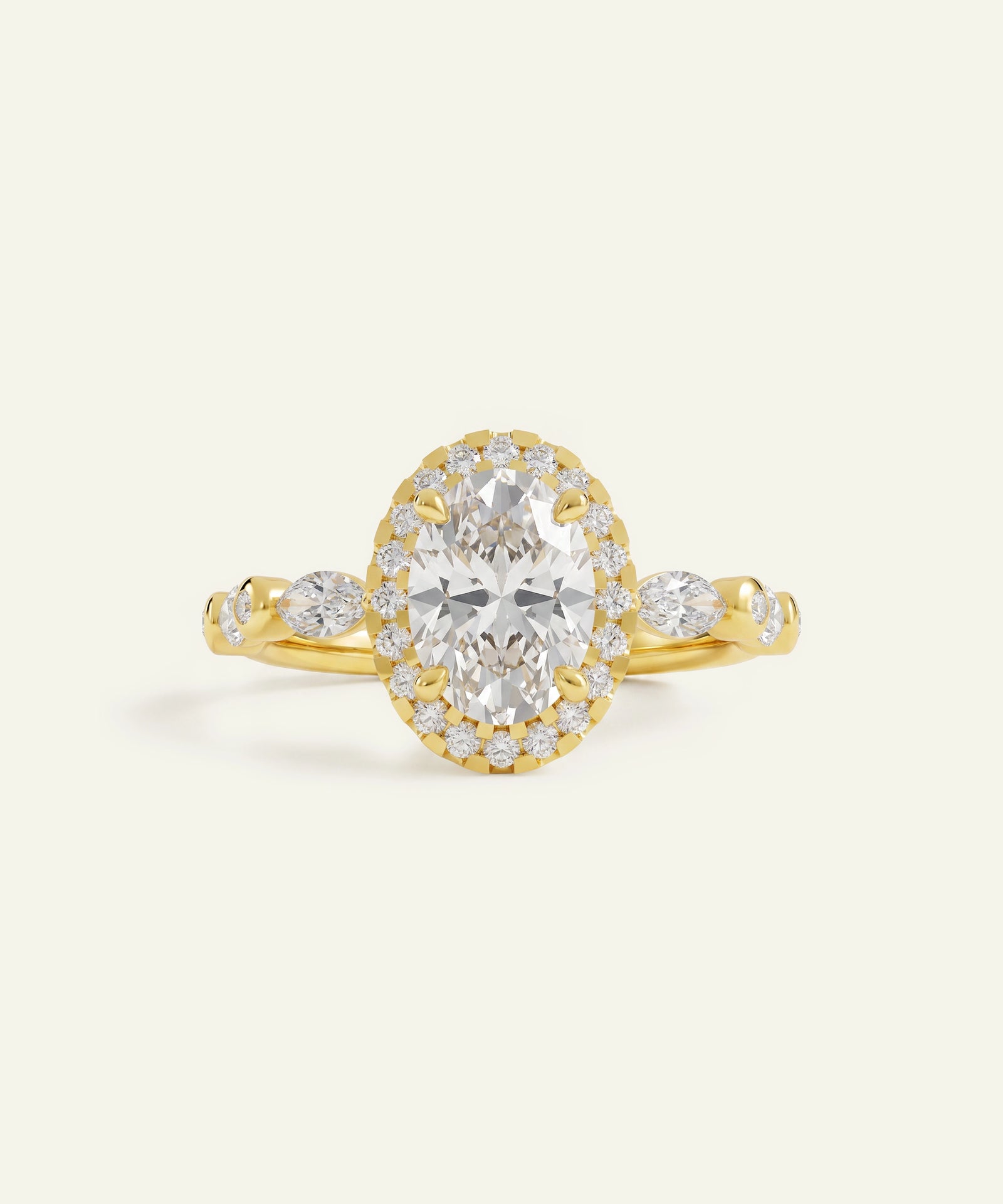 Ovani® Lab-grown Diamond Oval Halo Engagement Ring