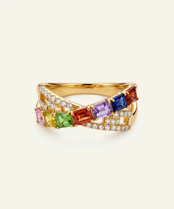 Aanika V. Multicolor Stones Crossover Band