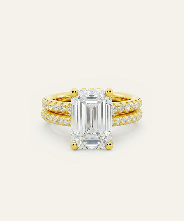 Ovani® Lab-grown Diamond Emerald Hidden Halo Bridal Set