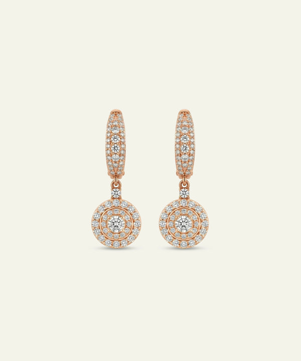 Ovani® Natural Diamond Double Halo Drop Huggies Earrings - 1.6 Ct. T.W.