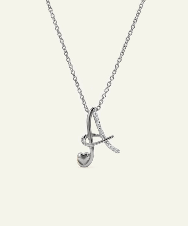 Silver necklace with a unique pendant on a light gray background