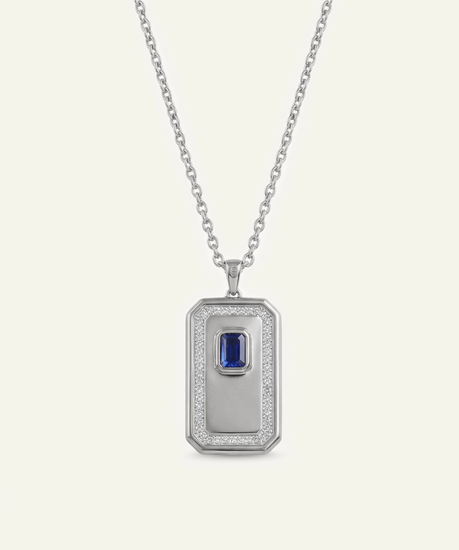 Lab-Created Sapphire & Lab-grown Diamond Dog Tag Pendant