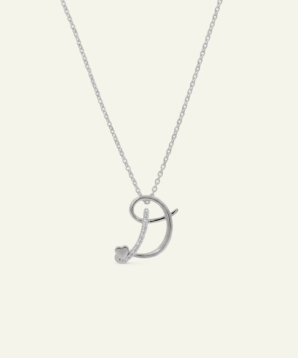 Silver necklace with a unique pendant on a white background