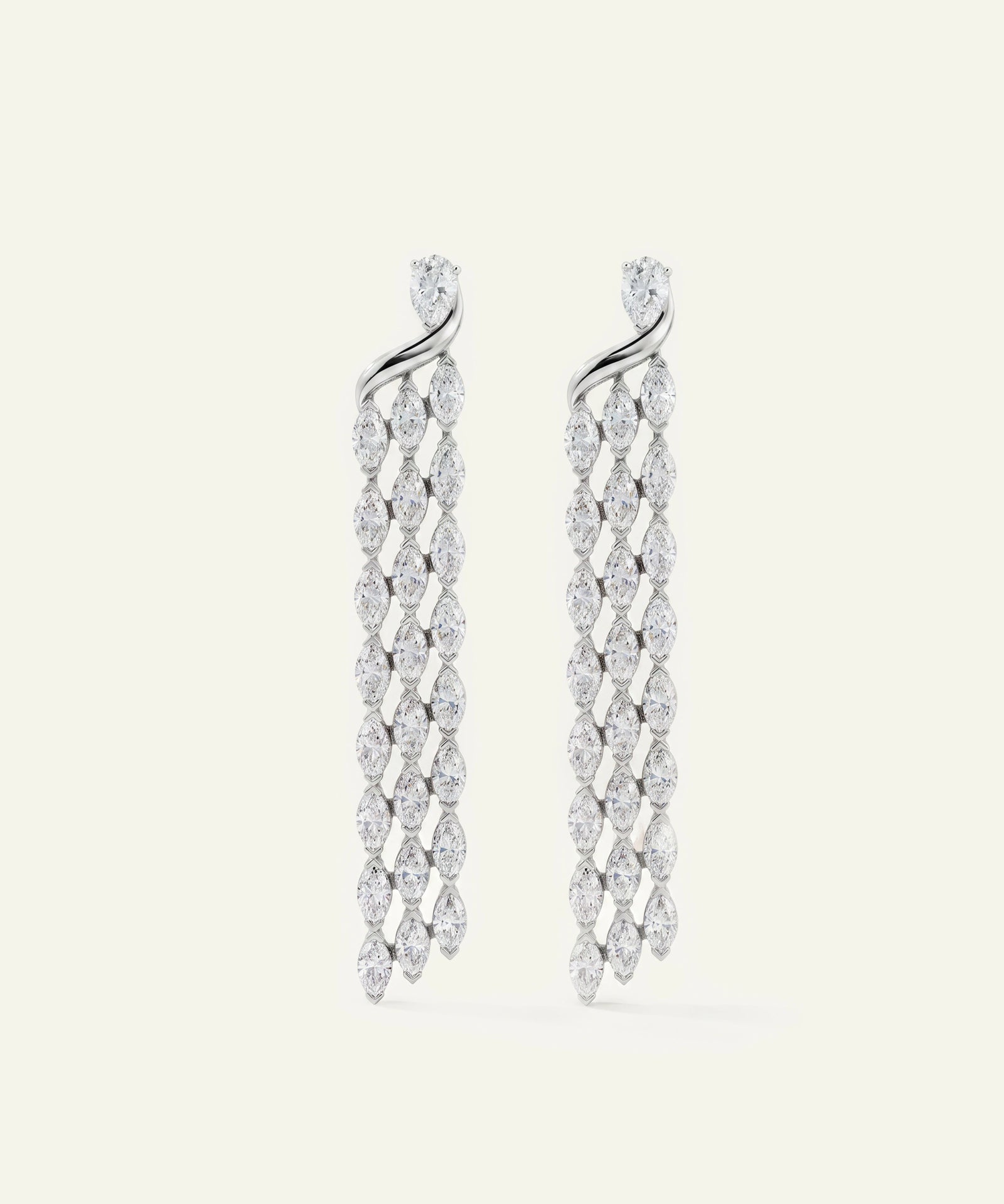 Ovani® Lab-grown Diamond Pear & Marquise Dangling Earrings