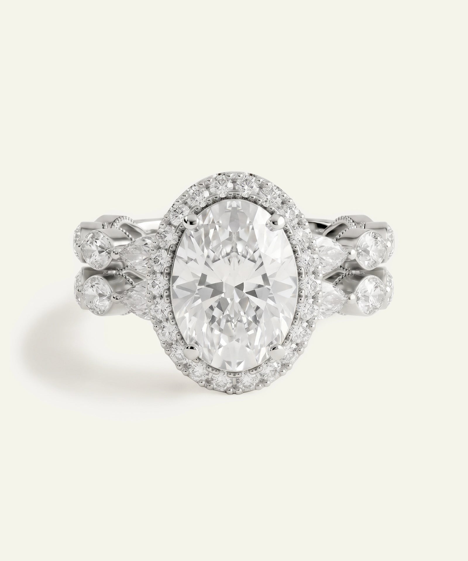 Ovani® Lab-grown Diamond Oval Halo Bridal Set