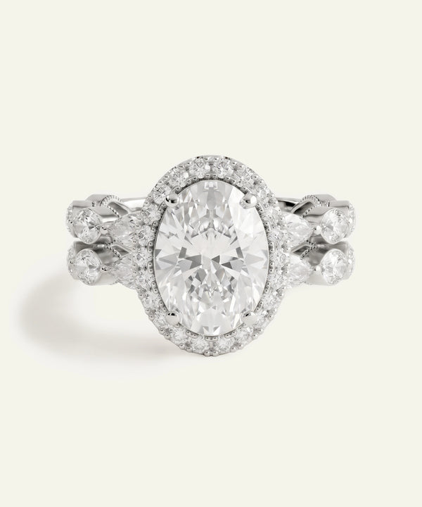 Ovani® Lab-grown Diamond Oval Halo Bridal Set
