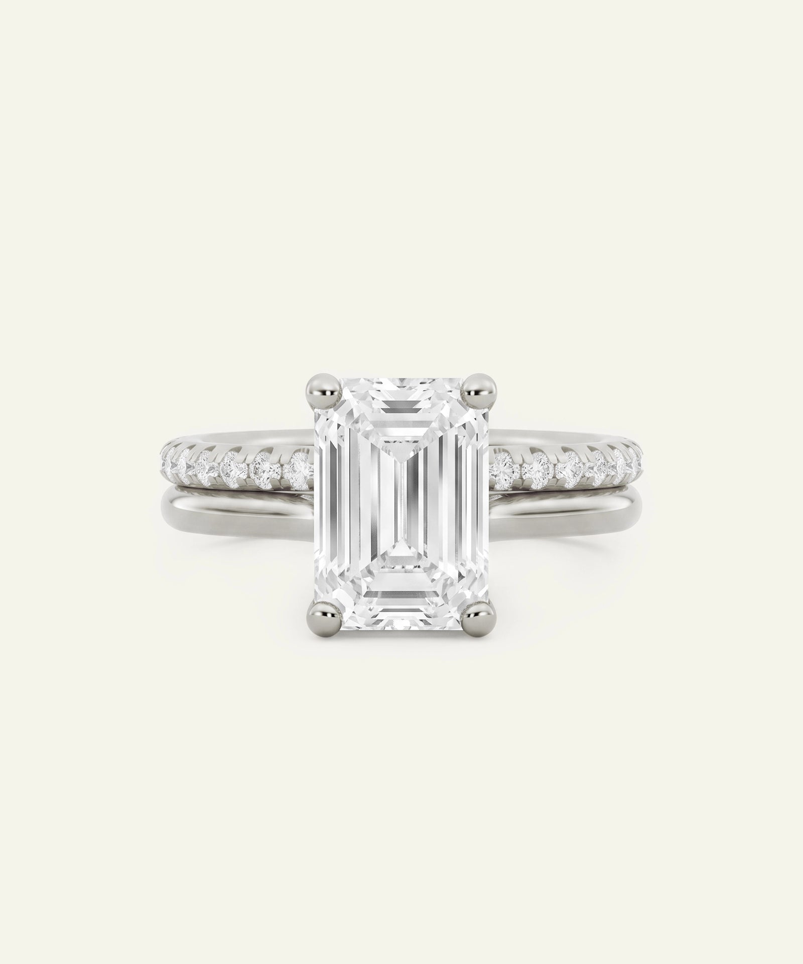 Ovani® Lab-grown Diamond Emerald Hidden Halo Bridal Set