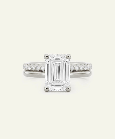 Ovani® Lab-grown Diamond Emerald Hidden Halo Bridal Set