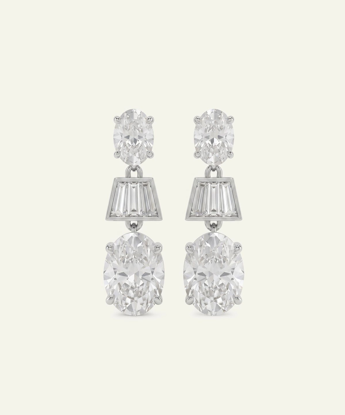 Ovani® Lab-grown Diamond Oval & Baguette Dangling Earrings