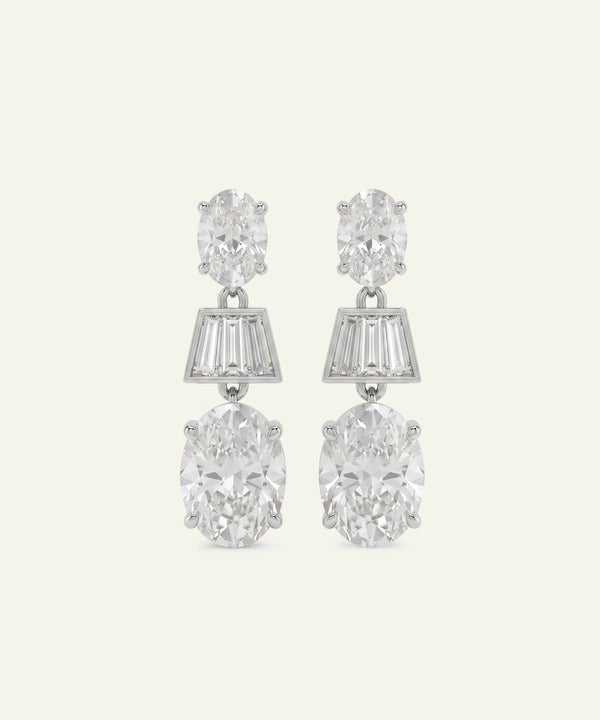 Ovani® Lab-grown Diamond Oval & Baguette Dangling Earrings