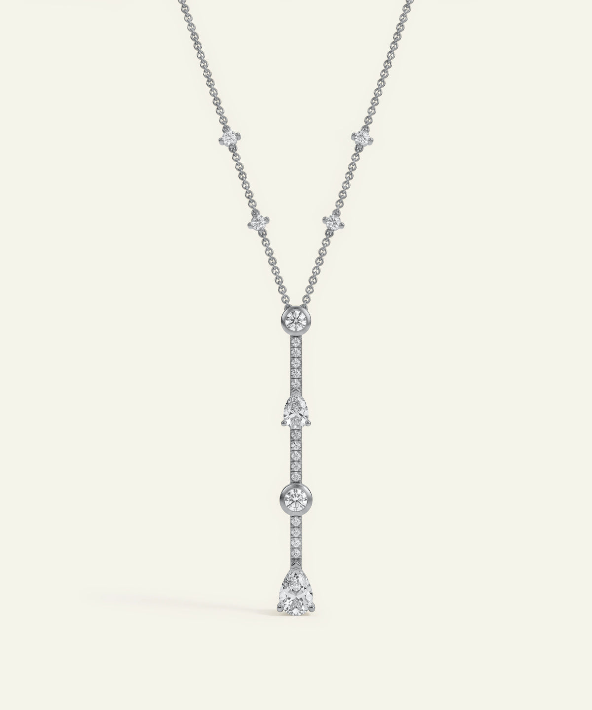 Ovani® Lab-grown Diamond Round & Pear Lariat Necklace