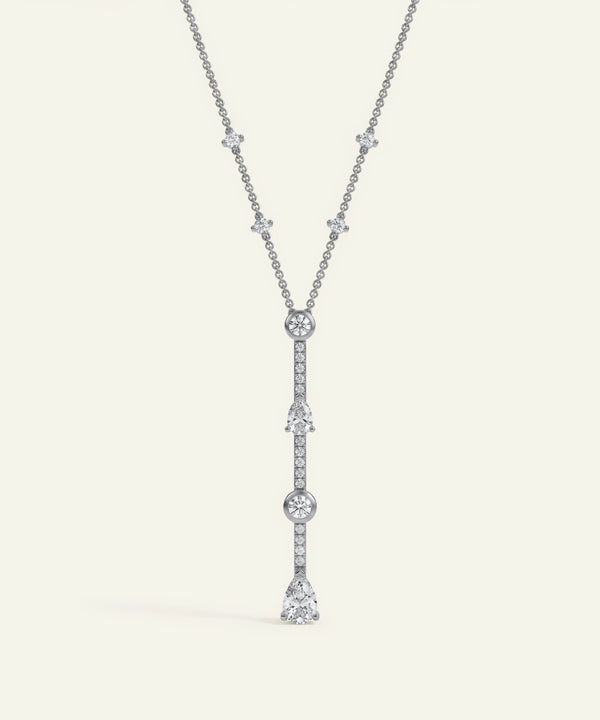 Ovani® Lab-grown Diamond Round & Pear Lariat Necklace