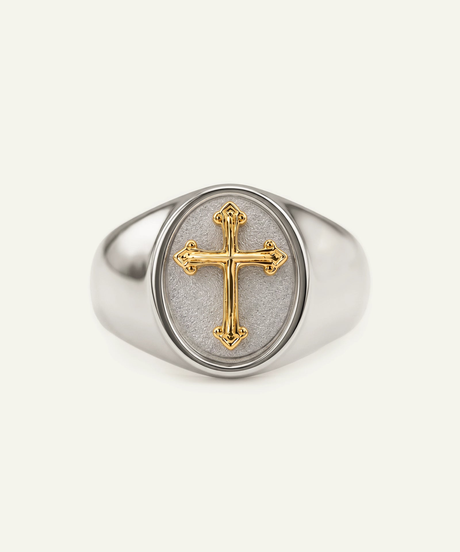 Men's Sterling Silver & 10K Gold Cross Signet Ring
