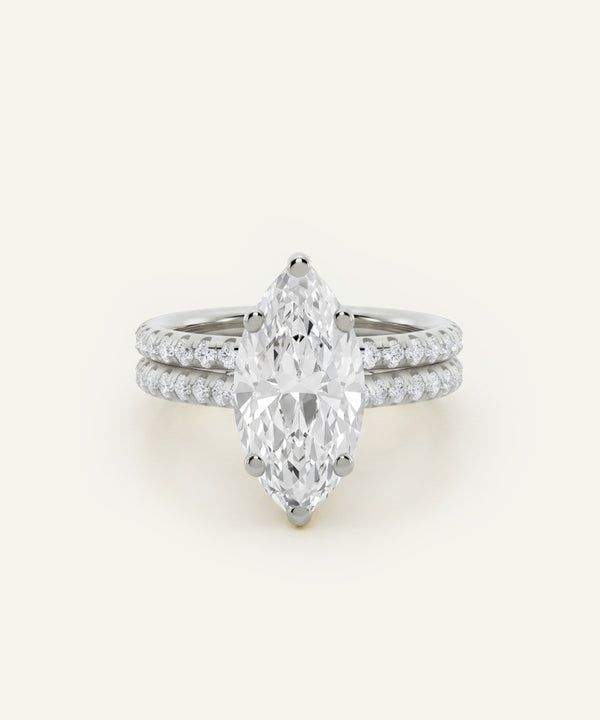 Ovani® Lab-grown Diamond Marquise Hidden Halo Bridal Set