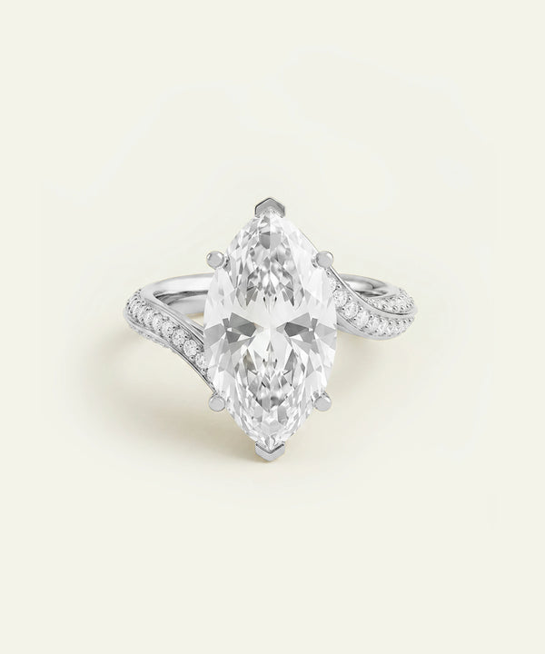 Ovani® Lab-grown Diamond Marquise Hidden Halo Engagement Ring