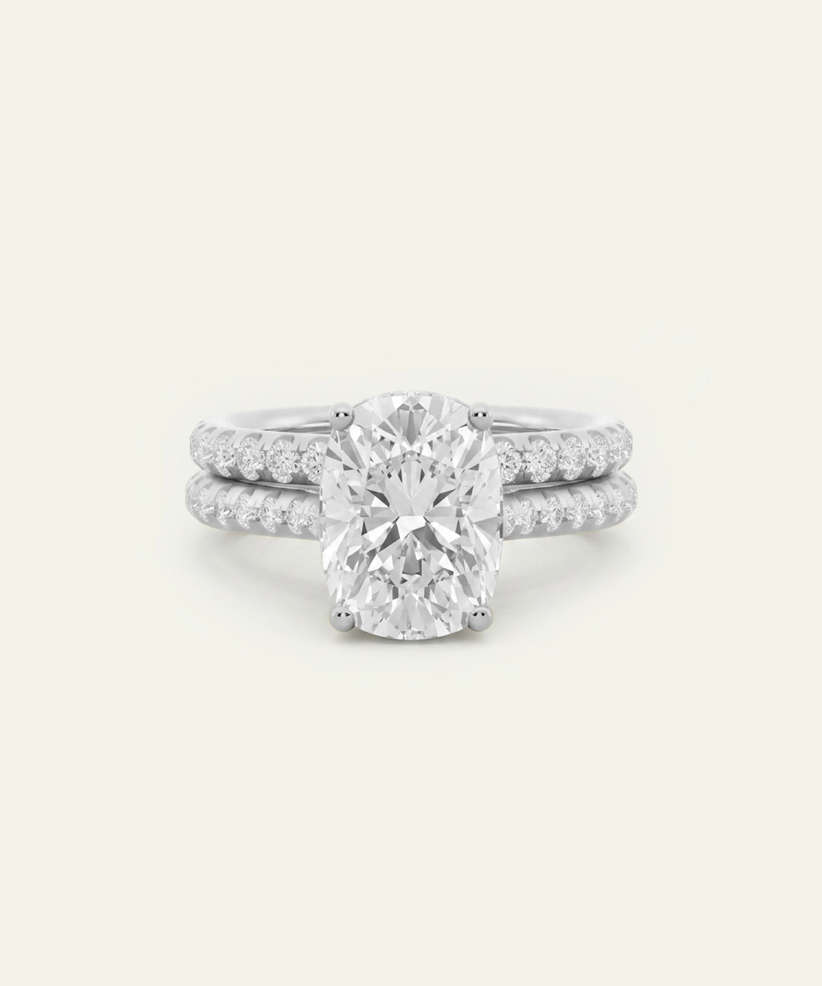 Ovani® Lab-grown Diamond Cushion Hidden Halo Bridal Set