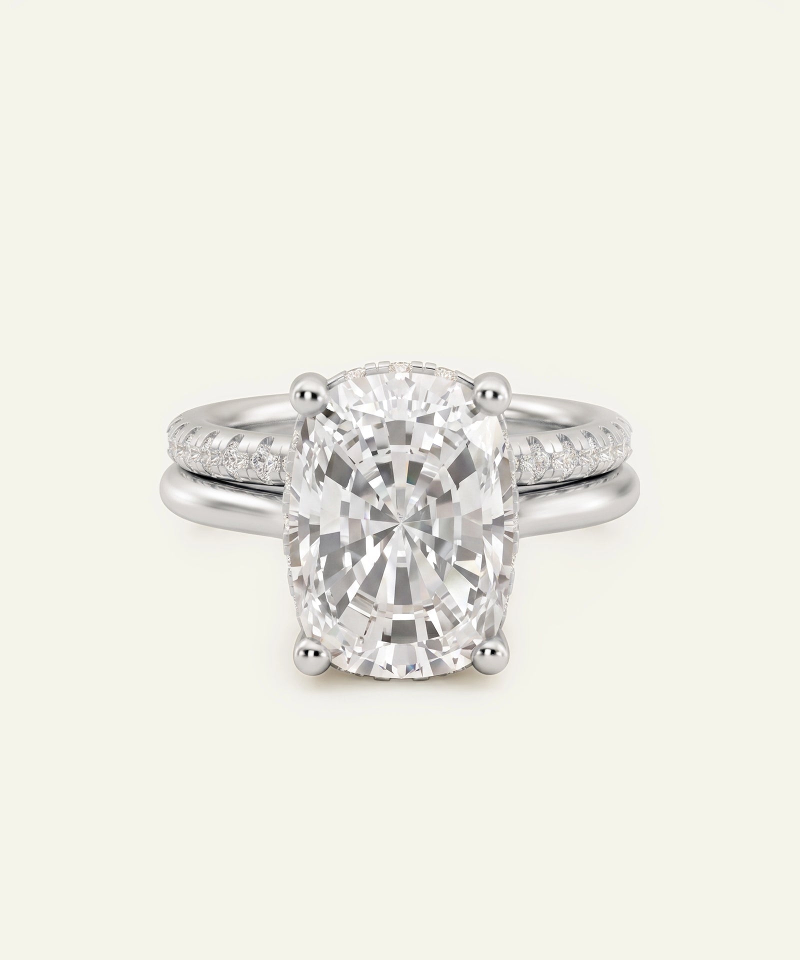 Ovani® Lab-grown Diamond Cushion Hidden Halo Bridal Set