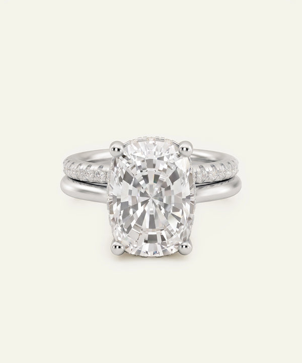 Ovani® Lab-grown Diamond Cushion Hidden Halo Bridal Set