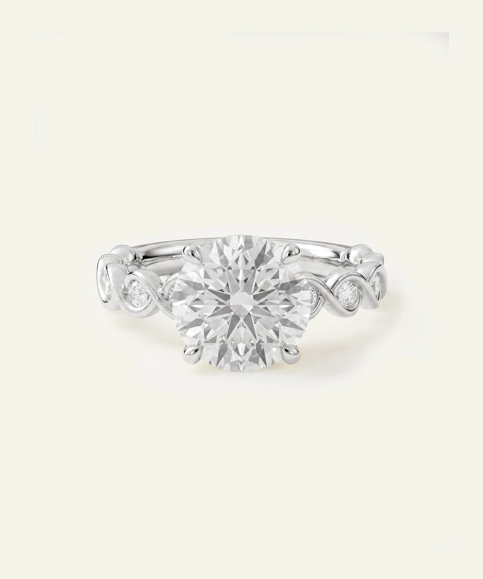 Ovani® Round Lab-grown Diamond Twist Shank Engagement Rings