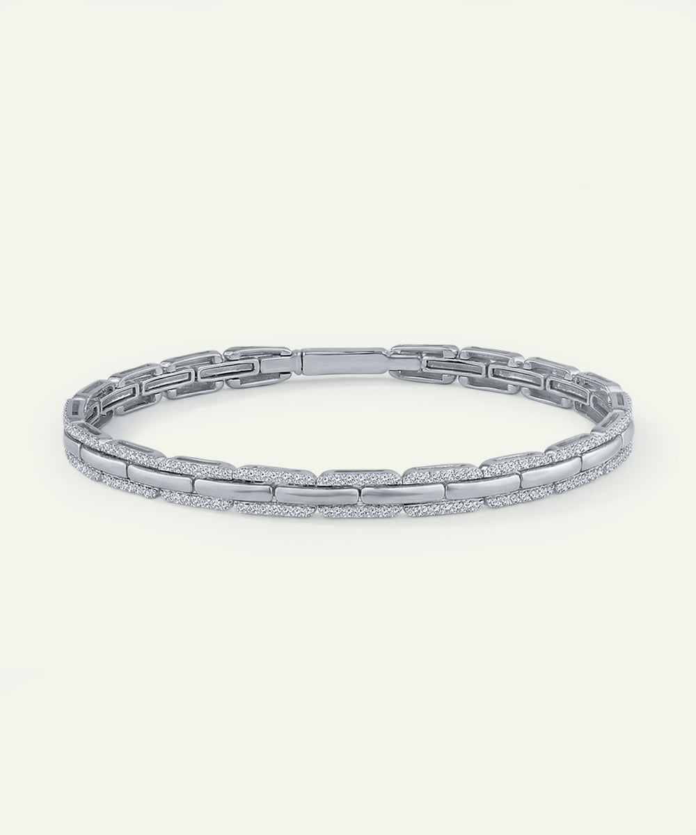 Silver bracelet on a white background