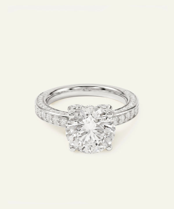 Ovani® Round Lab-grown Diamond Side-Stone Engagement Ring
