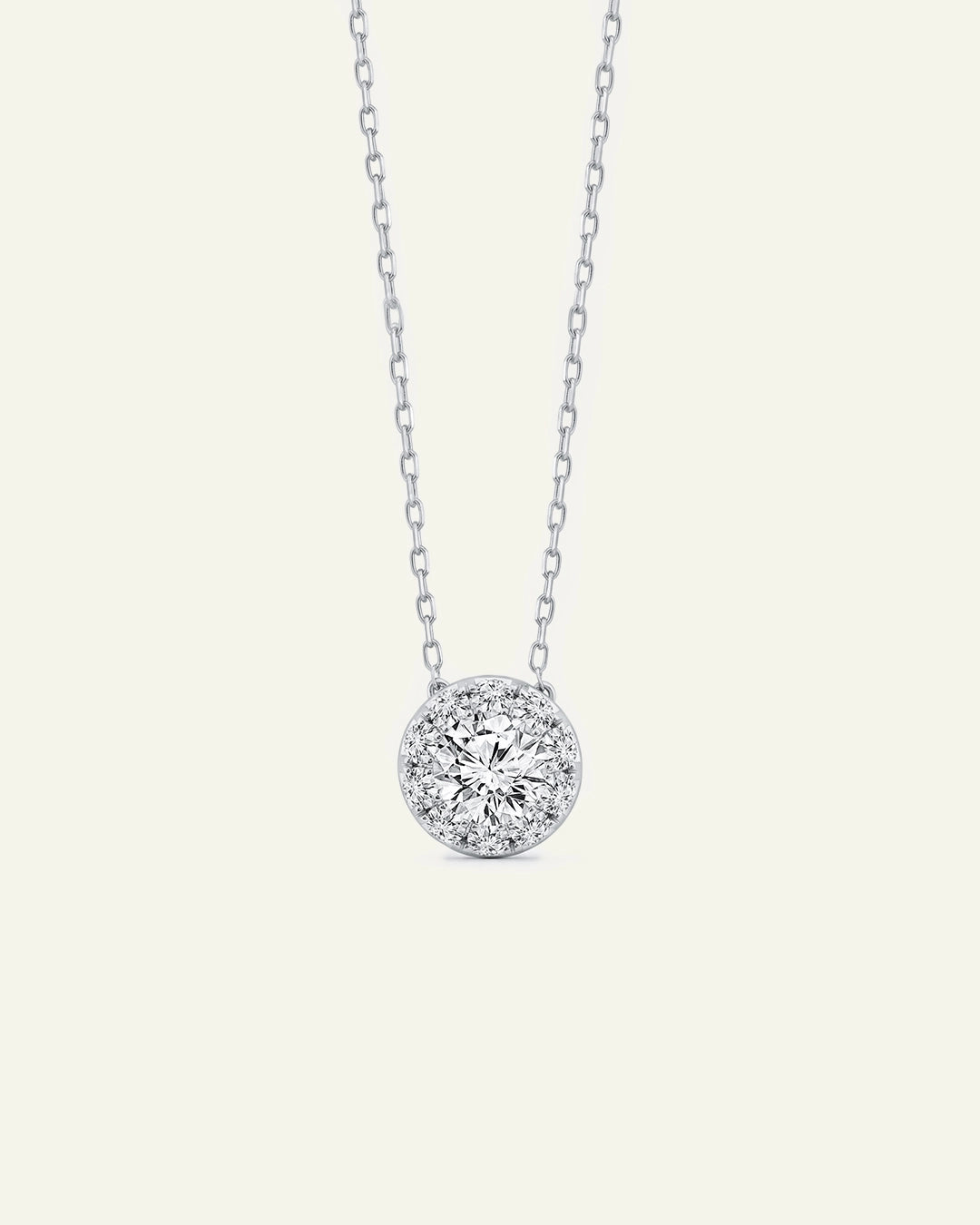 Diamond necklace on a white background