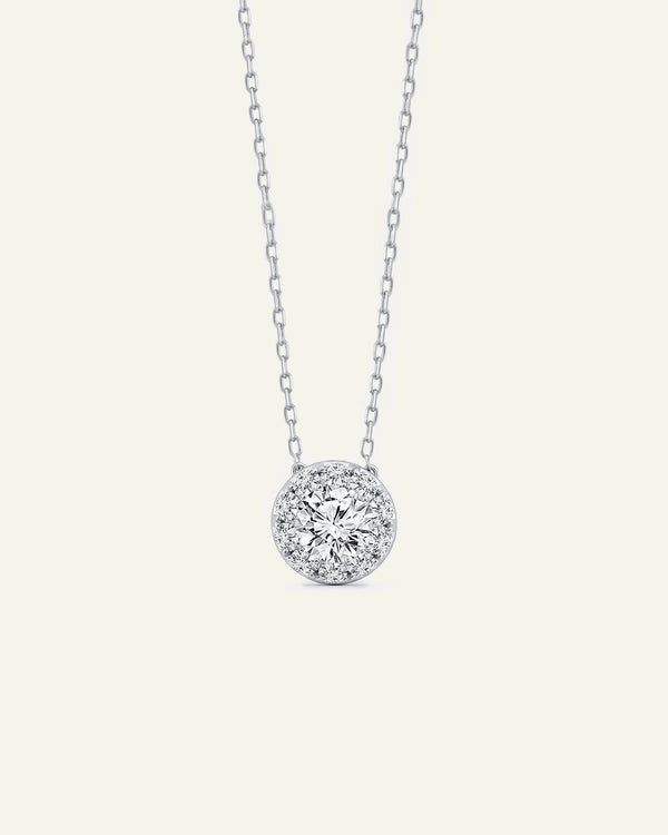 Diamond necklace on a white background