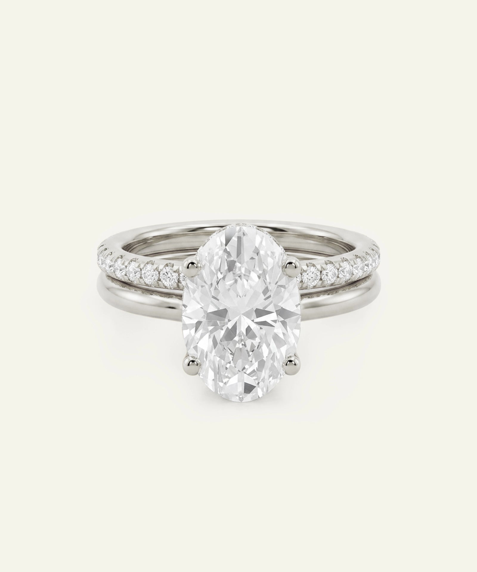 Ovani® Lab-grown Diamond Oval Hidden Halo Bridal Set