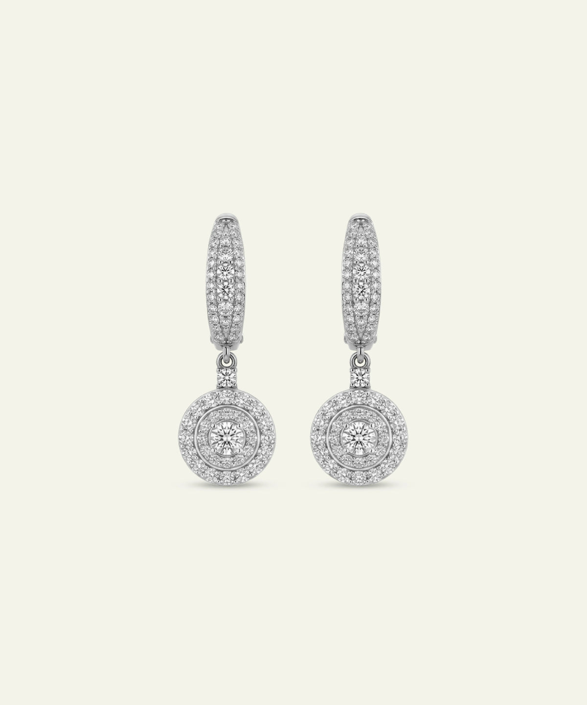 Ovani® Natural Diamond Double Halo Drop Huggies Earrings - 1.6 Ct. T.W.